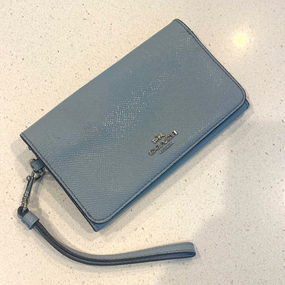 Coach baby blue wallet/wristlet